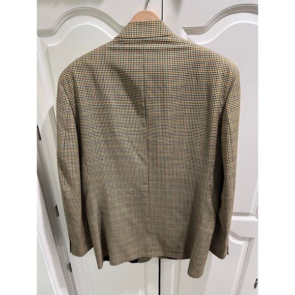 DALCOS Made in Italy 100% Wool Blazer Jacket Check Plaid Brown Navy 50R - Picture 12 of 14